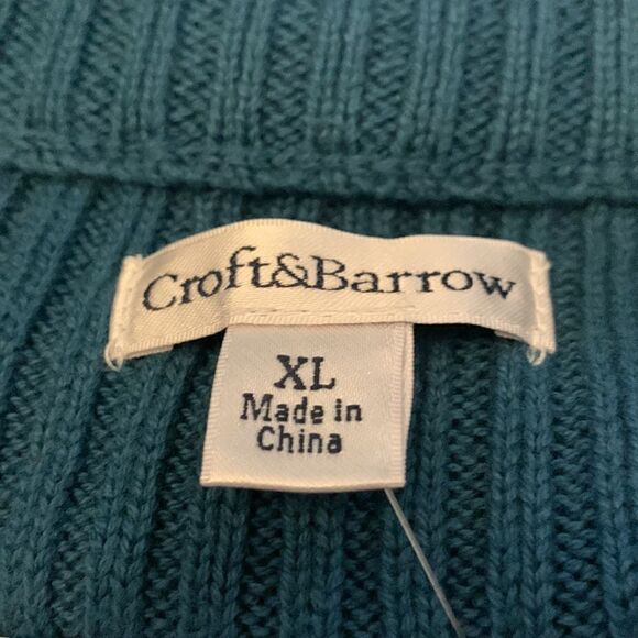 Croft and Barrow teal sweater/jacket Size XL NWT Full front zip - Picture 6 of 7